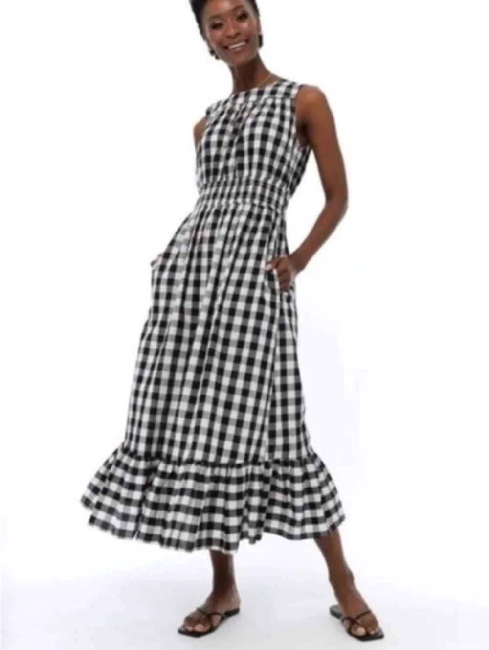 A New Day Black and White Gingham Sleeveless Dress Size Small - Picture 1 of 13